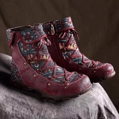 Wodoodporne buty zimowe damskie w stylu retro boho