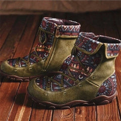 Wodoodporne buty zimowe damskie w stylu retro boho